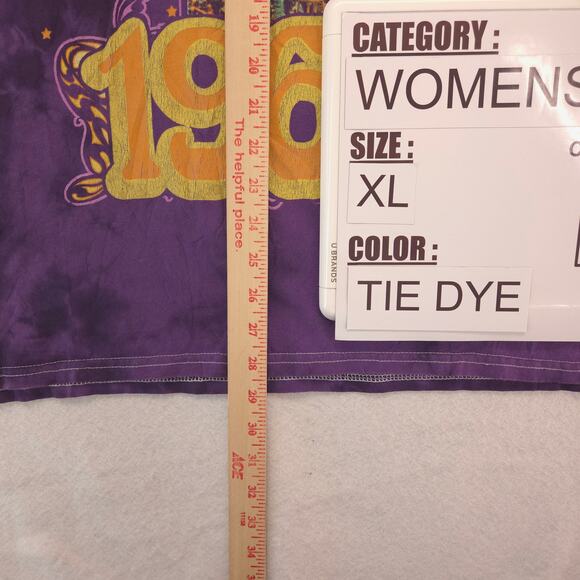 Woodstock 1969 Short Sleeve Crew Neck Graphic Shirt Womens Size XL Tie Dye - Picture 6 of 9